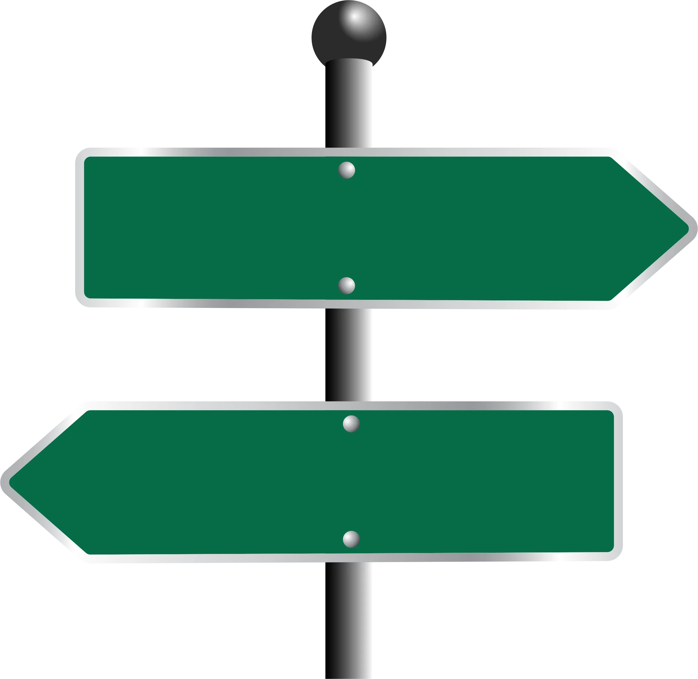 Blank Green Directional Road Sign Clipart with Dual Pointing Arrows