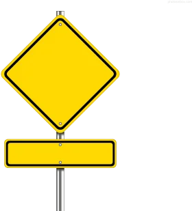 Blank Yellow Diamond-Shaped Road Warning Clipart Sign Template with Rectangular Base
