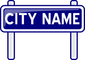 Blue and White City Limit Sign Clipart Design for Municipal Branding