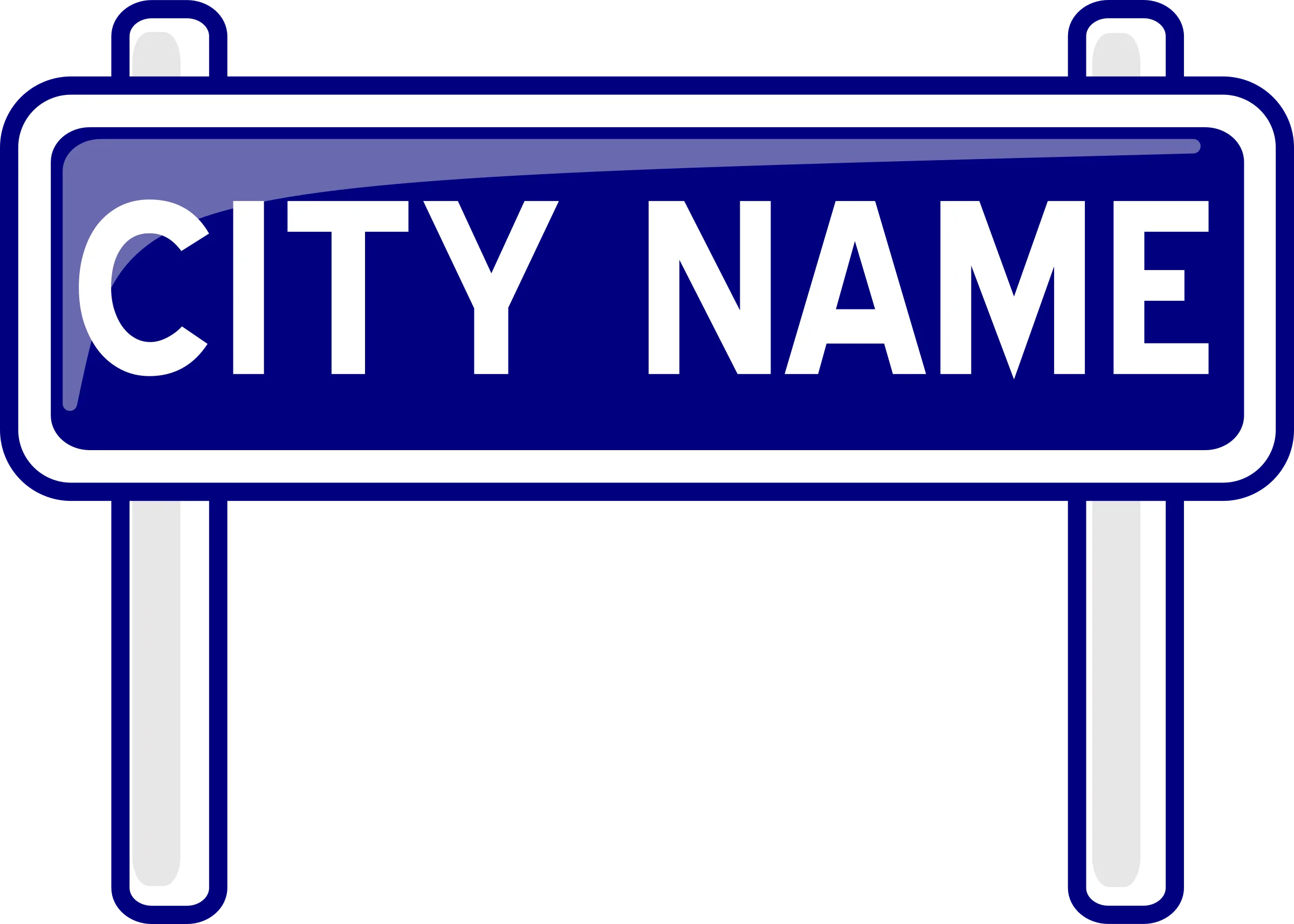 Blue and White City Limit Sign Clipart Design for Municipal Branding