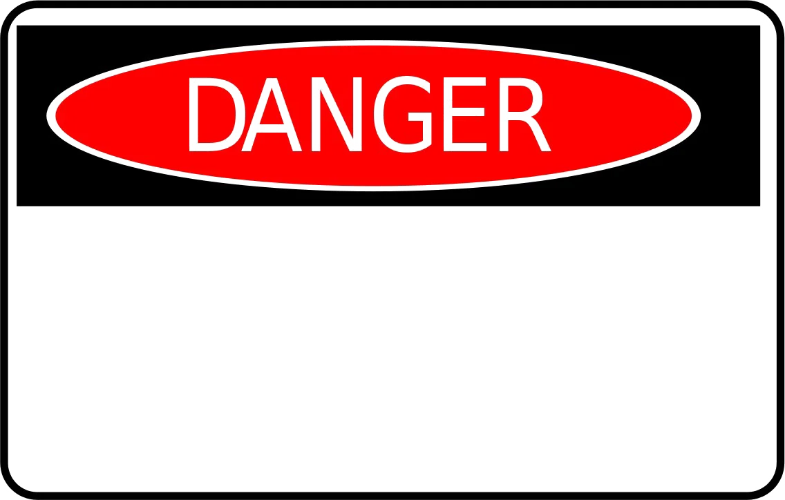 Bold Red and Black Danger Warning Clipart Sign Template with Empty Space