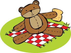 Charming Teddy Bear Enjoying a Delightful Outdoor Picnic Clipart Scene