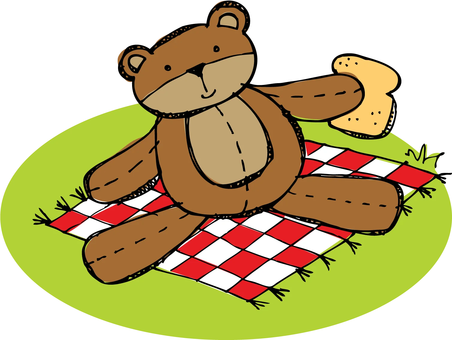 Charming Teddy Bear Enjoying a Delightful Outdoor Picnic Clipart Scene