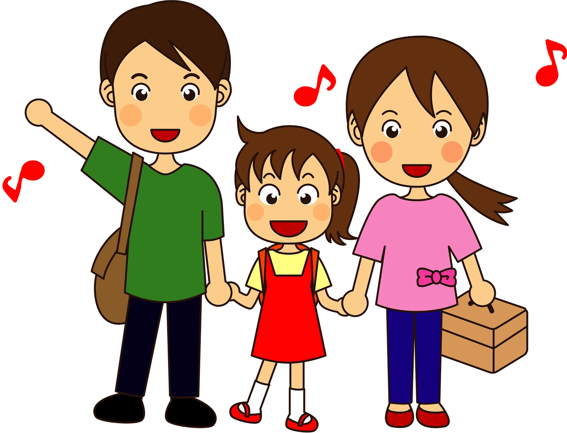 Cheerful Family Picnic Outing Clipart Illustration with Joyful Characters