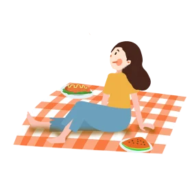 Cheerful Summer Picnic Scene with Happy Person Enjoying Outdoor Meal Clipart Illustration