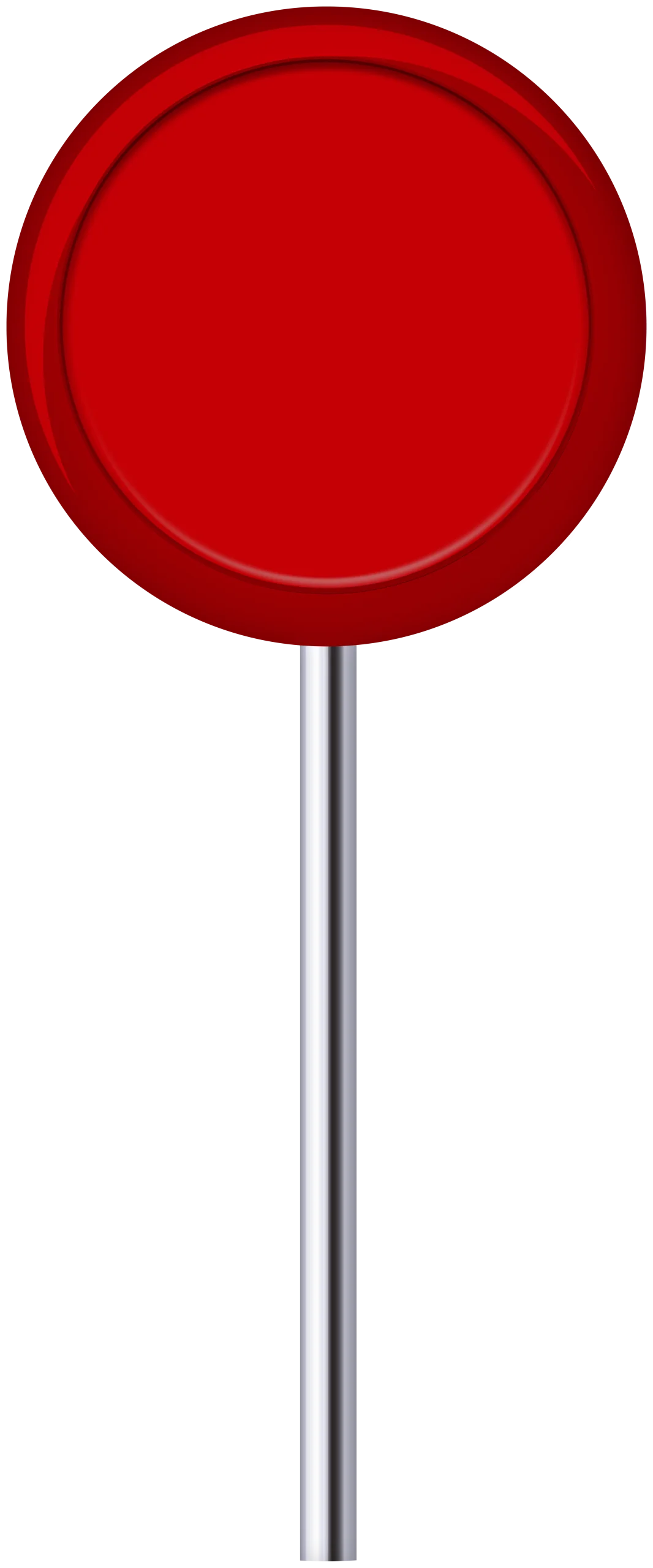 Circular Red Stop Sign Clipart with Metallic Silver Pole - Traffic Safety Illustration