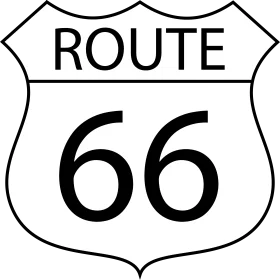 Classic Route 66 Highway Sign Clipart - Iconic American Road Symbol