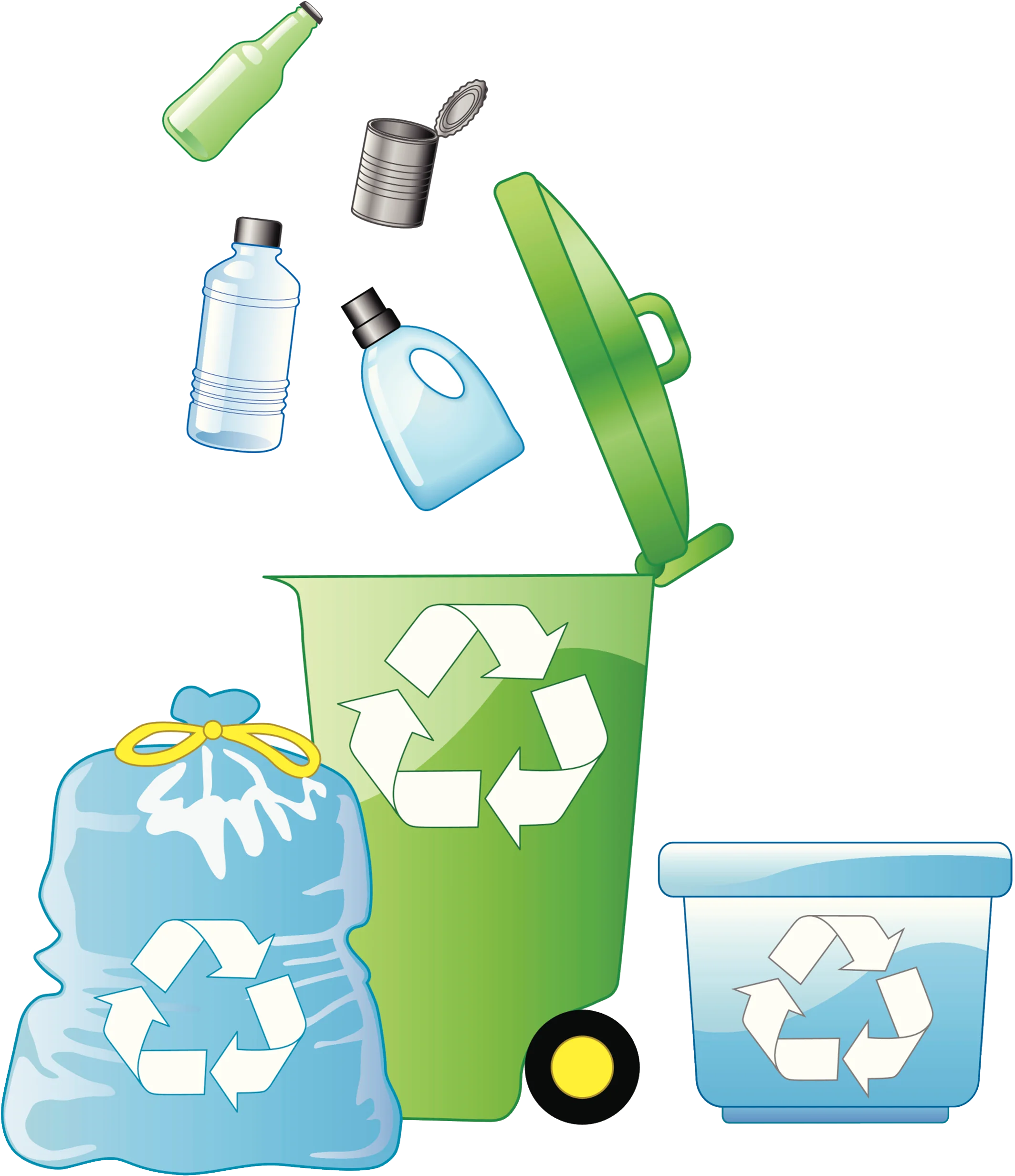 Comprehensive Recycling Clipart Illustration Showcasing Eco-Friendly Waste Management