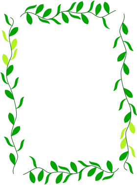 Delicate Green Leaf Vine Border Clipart with Soft Color Gradient