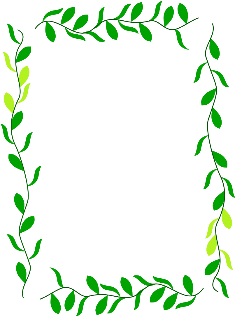 Delicate Green Leaf Vine Border Clipart with Soft Color Gradient