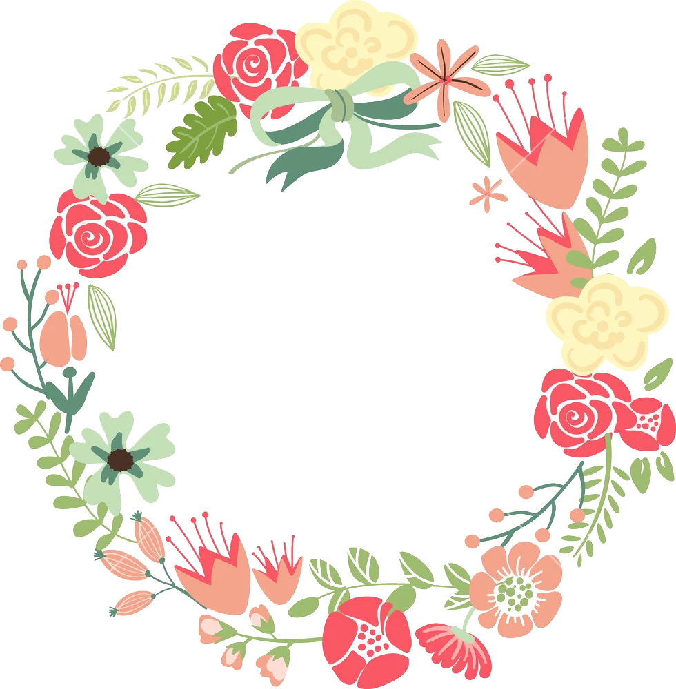 Delicate Watercolor Floral Wreath Clipart with Soft Pastel Roses and Green Leaves