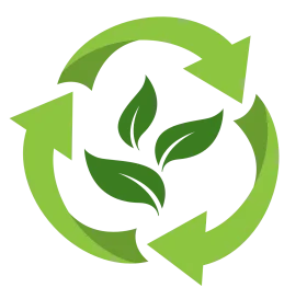 Eco-Friendly Recycling Symbol Clipart with Verdant Leaves and Circular Arrows