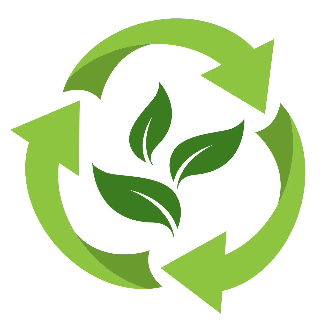 Eco-Friendly Recycling Symbol Clipart with Verdant Leaves and Circular Arrows