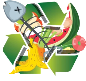 Eco-Friendly Recycling Symbols and Organic Waste Transformative Clipart Design
