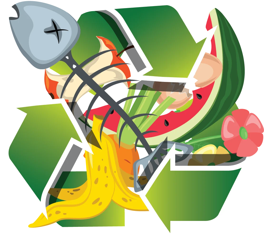 Eco-Friendly Recycling Symbols and Organic Waste Transformative Clipart Design