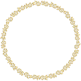 Elegant Golden Laurel Leaf Circular Floral Border Clipart Design