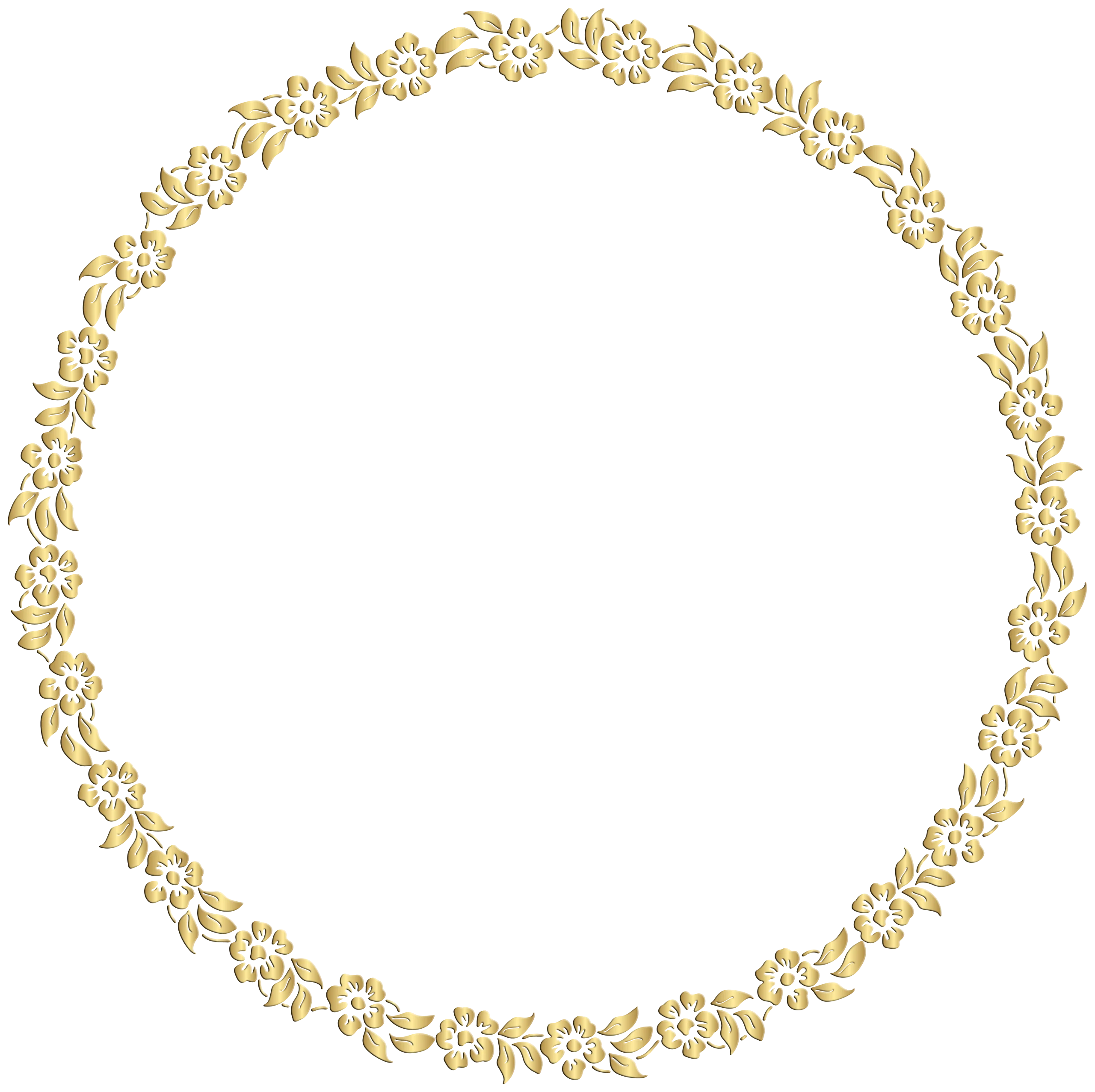 Elegant Golden Laurel Leaf Circular Floral Border Clipart Design