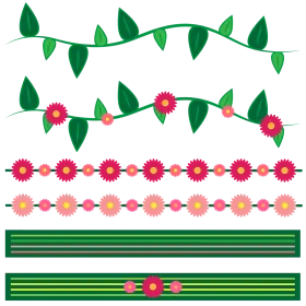 Elegant Green Leaf and Pink Flower Border Clipart Design Collection