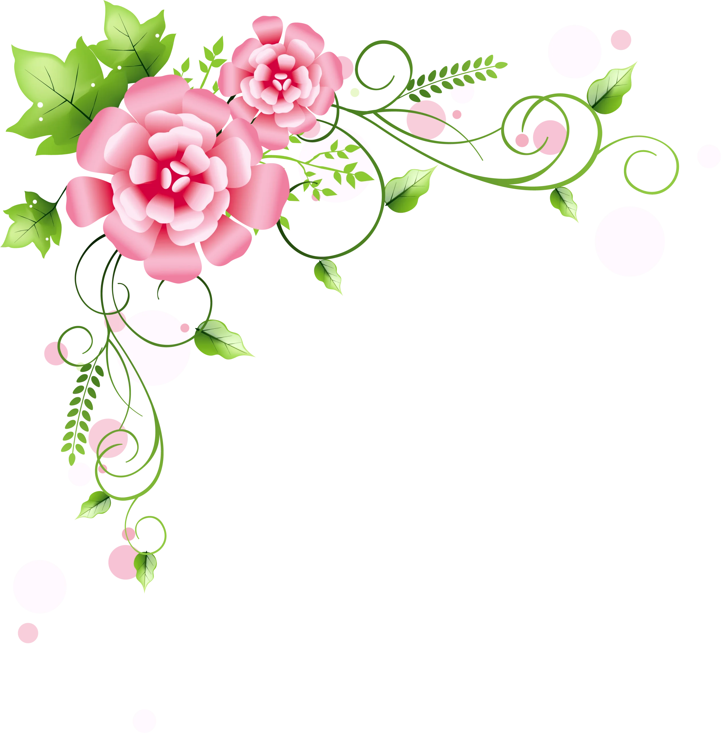 Elegant Pink Rose Flourish Watercolor Floral Corner Clipart Design