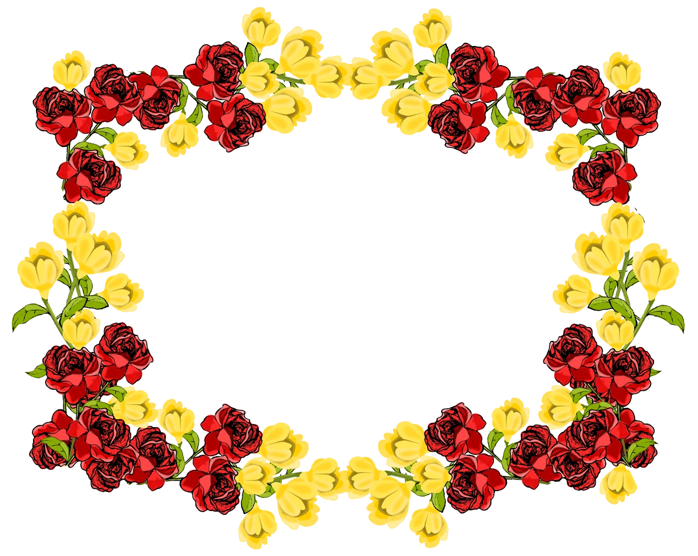 Elegant Red and Yellow Roses Floral Border Clipart Frame Design