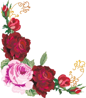 Elegant Romantic Red and Pink Roses Floral Corner Clipart Design