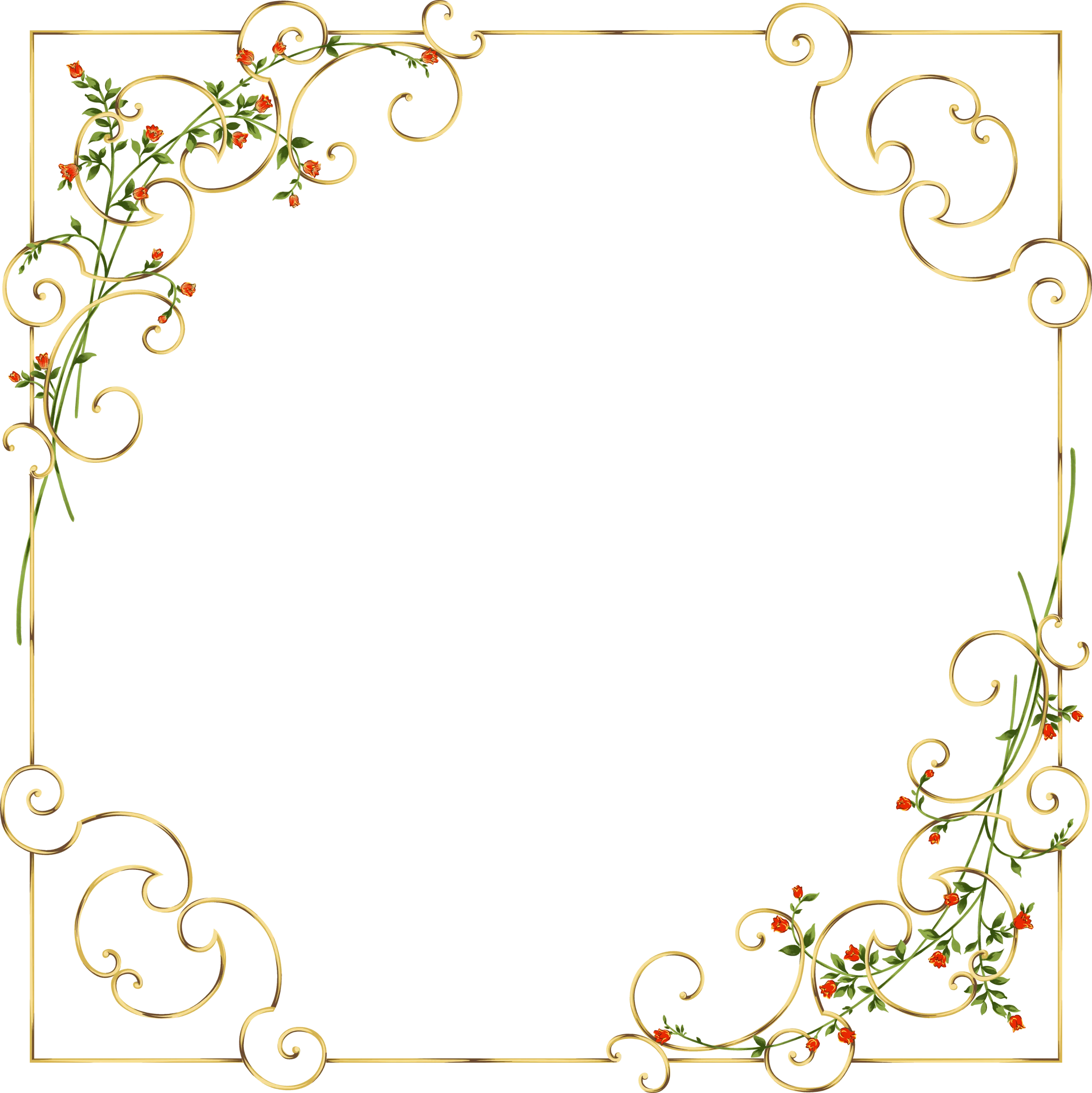 Elegant Vintage Floral Scroll Clipart Frame with Delicate Vine Ornamentations