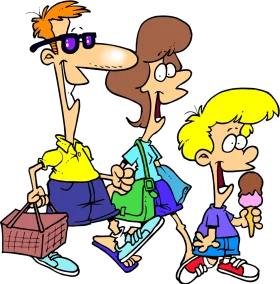 Family Outing Adventure: Cheerful Picnic Clipart with Playful Characters