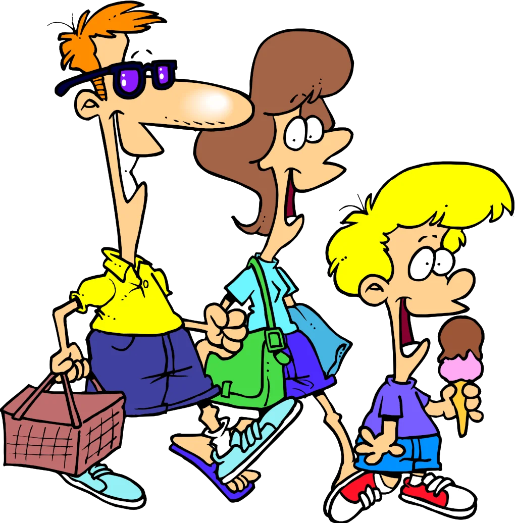 Family Outing Adventure: Cheerful Picnic Clipart with Playful Characters