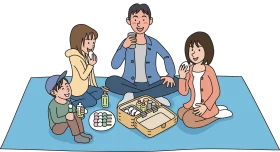 Family Picnic Outing Clipart: Sharing Lunch and Leisure Moments Together
