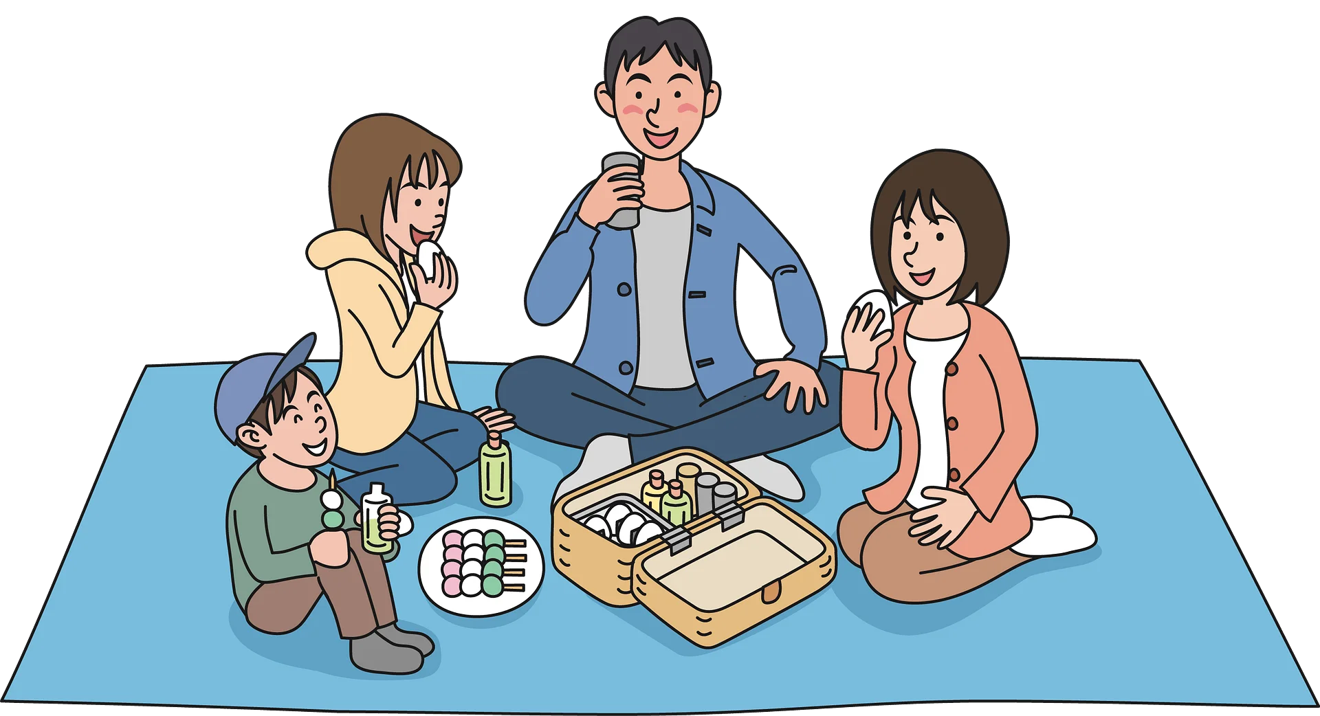 Family Picnic Outing Clipart: Sharing Lunch and Leisure Moments Together