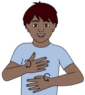 Friendly Deaf Communication Clipart Depicting Sign Language Gesture