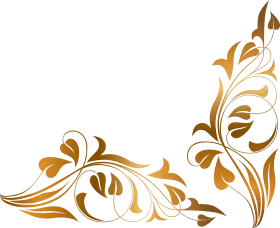 Golden Autumn Swirl Floral Clipart with Elegant Organic Scroll Design