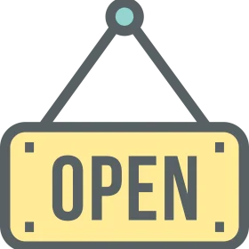 Hanging OPEN Sign Clipart Illustration in Soft Pastel Colors