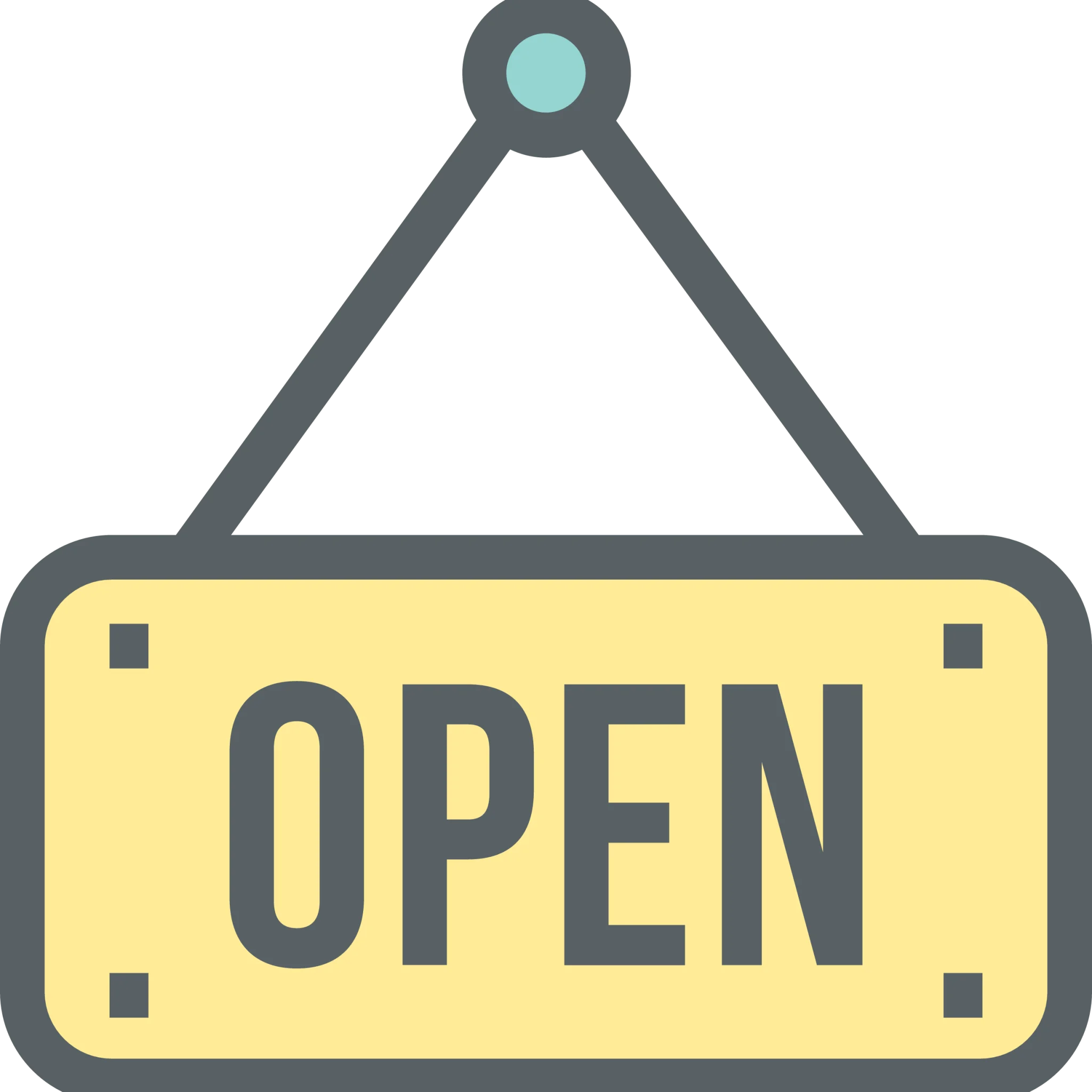 Hanging OPEN Sign Clipart Illustration in Soft Pastel Colors