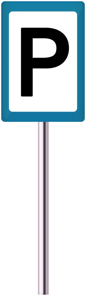 Minimalist Parking Clipart Sign with Bold Black P on Blue Border