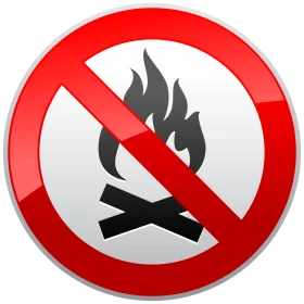No Open Fire Warning Prohibition Clipart Sign with Bold Red Circle