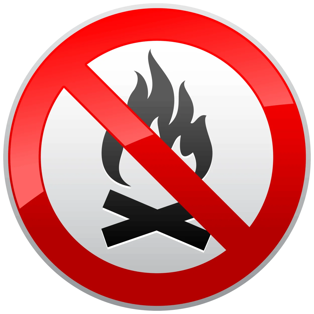 No Open Fire Warning Prohibition Clipart Sign with Bold Red Circle