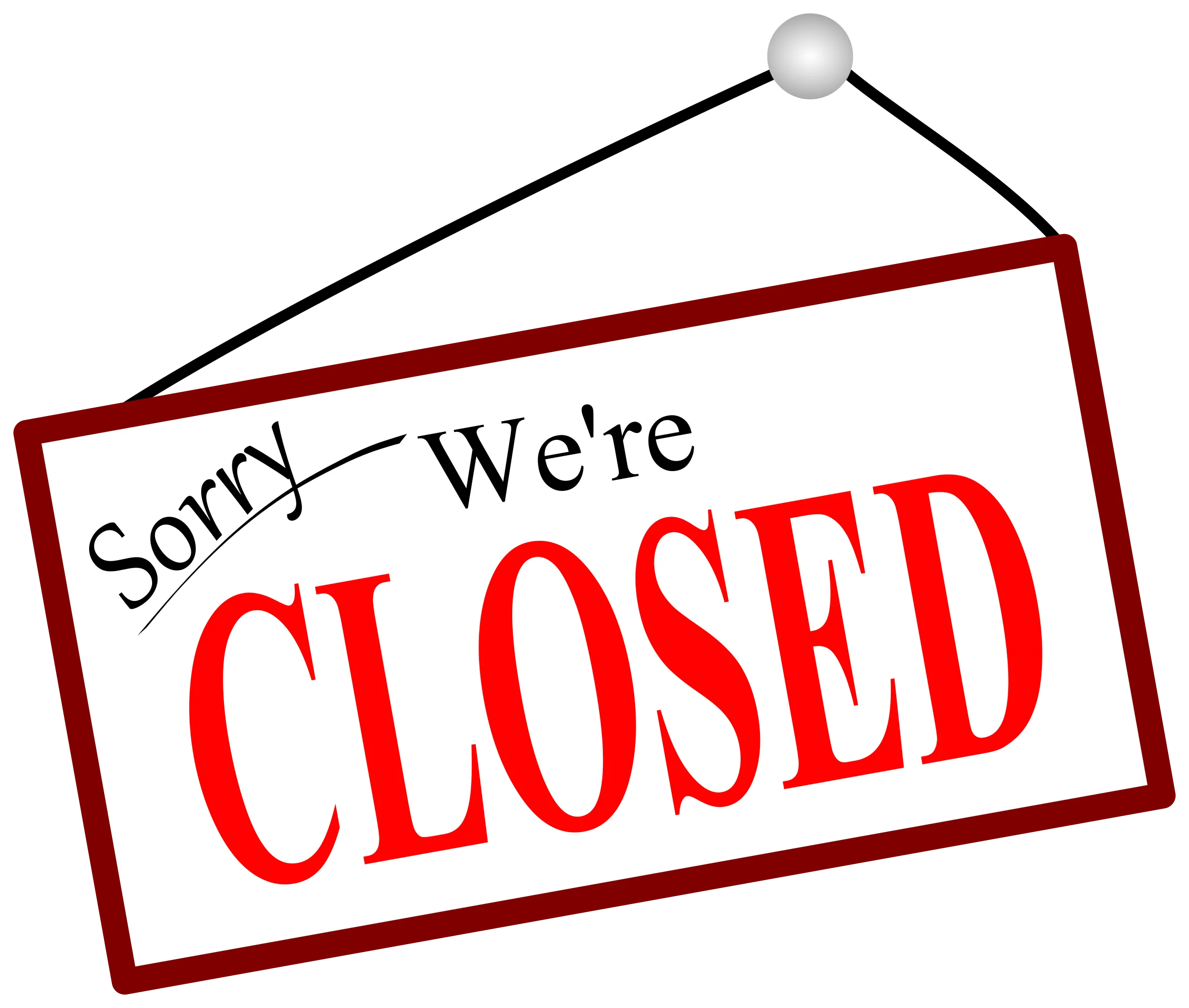 Professional Red and White Business Closed Sign Clipart Graphic Design
