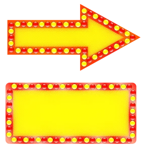 Retro Illuminated Arrow and Rectangular Marquee Clipart Design with Glowing Lights