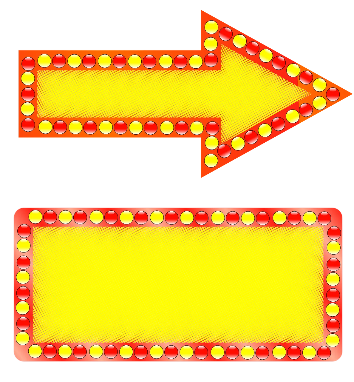 Retro Illuminated Arrow and Rectangular Marquee Clipart Design with Glowing Lights