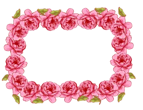 Romantic Pink Roses Floral Border Clipart Frame with Delicate Green Leaves
