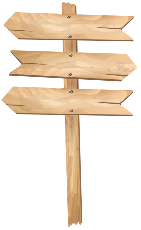 Rustic Wooden Directional Sign Clipart with Blank Pointing Arrows