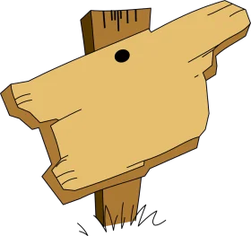 Rustic Wooden Directional Signpost Clipart with Grass and Simple Design