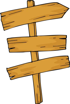 Rustic Wooden Directional Signpost Clipart with Weathered Blank Arrows
