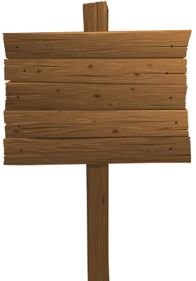 Rustic Wooden Sign Clipart with Weathered Planks and Sturdy Post
