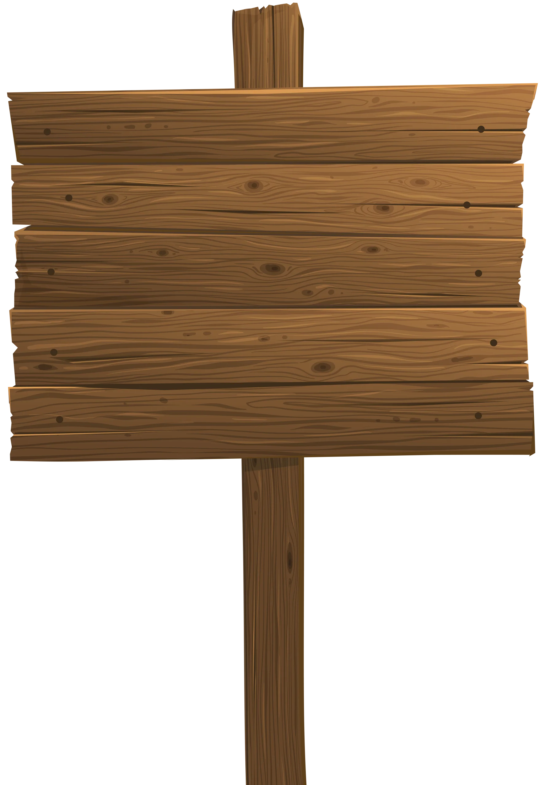Rustic Wooden Sign Clipart with Weathered Planks and Sturdy Post