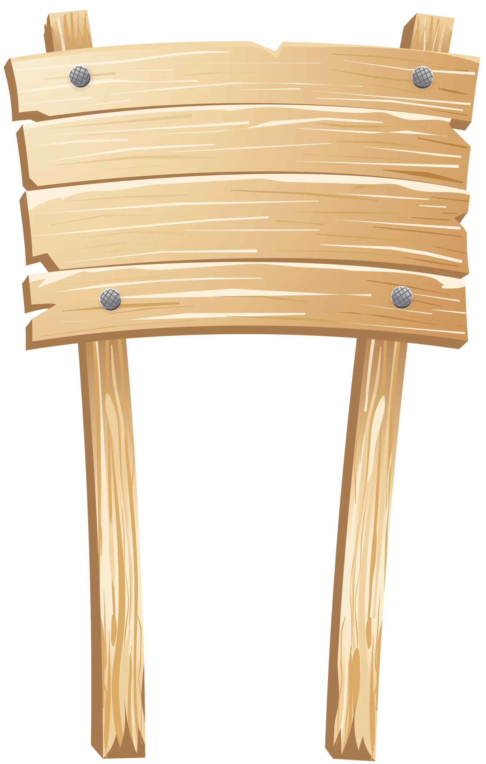 Rustic Wooden Signboard Clipart with Weathered Plank Design and Nail Accents