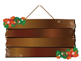 Rustic Wooden Signboard with Holly and Berries Christmas Clipart Design