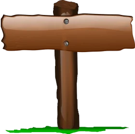 Rustic Wooden Signpost Clipart with Blank Horizontal Plank and Green Base