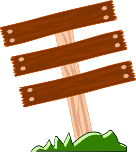 Rustic Wooden Signpost Clipart with Blank Horizontal Planks Standing on Grass